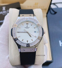Đồng Hồ Hublot Geneve Nữ Siêu Cấp đen viền bạc