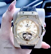 Đồng hồ Hublot Nam máy cơ nhật bản viền vàng đính đá cao cấp