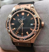 Đồng hồ Hublot nữ vành vàng hồng viền đá đen – HB006 bộ mấy Nhật bền bỉ và chính xác