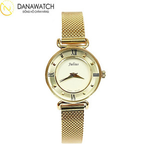 Đồng hồ Julius nữ vành JA-728 khuyên dây mịn JU964