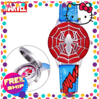 Đồng hồ kim đeo tay dây da người nhện Spider man bé trai