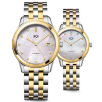 ĐỒNG HỒ KOI ĐÔI K007.136.09.03.50.01.03 – K007.401.64.50.50.11.04 – SWISS QUARTZ PIN 10 NĂM – DÂY ĐỜ MI – SAPPHIRE – 5ATM