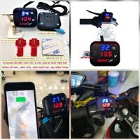 ĐỒNG HỒ KOSO XE MÁY 3IN1 , BÁO NHIỆT ĐỘ , SẠC ĐIỆN THOẠI GẮN CHÂN GƯƠNG LOẠI 1