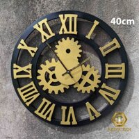 Đồng Hồ La Mã 40cm Trang Trí Quán Cà Phê Trà Tranh Trà Sữa Barber Tóc Nam Chất Liệu Gỗ