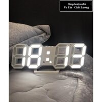 Đồng hồ LED 3D treo tường, để bàn thông minh TN828 Smart Clock - Led Trắng  Củ sạc