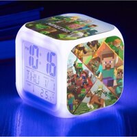 Đồng hồ LED báo thức hình Minecraft (tặng kèm pin)