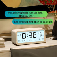 Đồng hồ led để bàn báo thức màn hình LCD cao cấp đo nhiệt độ và độ ẩm trang trí phòng đẹp Mandala