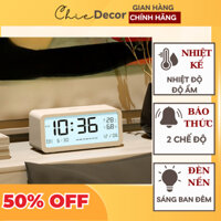 Đồng hồ LED để bàn báo thức màn hình LCD cao cấp, decor phòng kết hợp đo nhiệt độ và độ ẩm