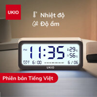 Đồng hồ led để bàn báo thức UKIO màn hình LCD cao cấp đo nhiệt độ và độ ẩm - Hàng mới về