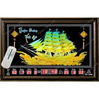 Đồng hồ Lịch Vạn Niên điện tử treo tường - Thuận Buồm Xuôi Gió 68401 (KT 68x45x7cm)_ (Không Remote Đèn và Có Remote Đèn)