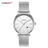 Đồng hồ LONGBO Thời trang Phong cách hiện đại Thắt lưng hợp kim lưới nam &amp; nữ -Màu trắng bạc-Size Phụ nữ