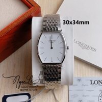 Đồng Hồ Longines Nam Dây Bạc Mặt Trắng Chia Vạch Máy Pin Thụy Sĩ Size 30x34mm