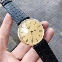 Đồng Hồ Longines Nam Dây Da Số La Mã - Viền Vàng