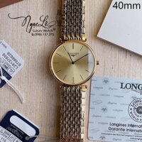 Đồng Hồ Longines Nam Dây Kim Loại Demi Vàng Mặt Vàng Máy Pin Thụy Sĩ 40mm