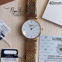 Đồng Hồ Longines Nam Dây Kim Loại Vàng Mặt Trắng Chia Vạch Máy Pin Thụy Sĩ 40mm