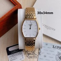 Đồng Hồ Longines Nam Dây Kim Loại Vàng Mặt Trắng Máy Pin Thụy Sĩ Size 30x34mm