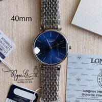 Đồng Hồ Longines Nam Dây Kim Loại Bạc Mặt Xanh Chia Vạch Máy Pin Thụy Sĩ 40mm