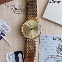 Đồng Hồ Longines Nam Dây Kim Loại Vàng Mặt Vàng Máy Pin Thụy Sĩ 40mm