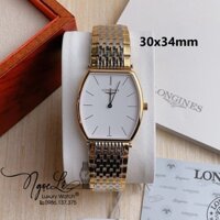 Đồng Hồ Longines Nam Dây Kim Loại Demi Mặt Trắng Máy Pin Thụy Sĩ Size 30x34mm
