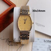 Đồng Hồ Longines Nam Dây Kim Loại Demi Mặt Vàng Máy Pin Thụy Sĩ Size 30x34mm