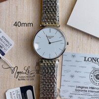 Đồng Hồ Longines Nam Dây Kim Loại Bạc Mặt Trắng Chia Vạch Máy Pin Thụy Sĩ 40mm