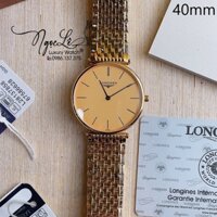 Đồng Hồ Longines Nam Dây Kim Loại Vàng Mặt Vàng Máy Pin Thụy Sĩ 40mm