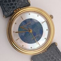 Đồng hồ mặt đá opal máy Nhật dây da màu xanh đã qua sử dụng