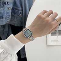 Đồng hồ mặt số nhỏ hình vuông đơn giản phong cách mát mẻ dành cho nữ sinh viên phiên bản Hàn Quốc cao cấp dành cho nữ Đồng hồ đeo tay dây thép khí chất