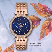 Đồng Hồ Michael Kors Nữ Dây Vàng Mặt Xanh Blue MK3728 39mm Quartz Chính Hãng