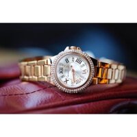 Đồng Hồ Michael Kors Nữ MK3253 Dây Kim Loại Vàng Hồng Viền Đính Đá 28mm