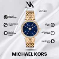 Đồng hồ MICHAEL KORS nữ MK3406 38mm, mặt xanh đen, vỏ vàng, dây kim loại sang trọng