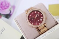 Đồng Hồ Michael Kors Nữ MK6106 Dây Kim Loại Vàng Hồng Mặt Đỏ 39mm