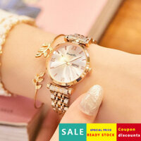 Đồng hồ mới LONGBO Longbo, đồng hồ quartz nữ phong cách Hàn Quốc, đơn giản, lịch kép, ba kim, dây thép chắc chắn UV5D