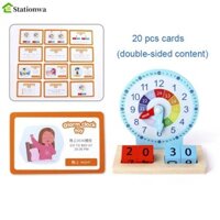 Đồng hồ Montessori dành cho trẻ em STATIONWA, Đồng hồ học tập giáo dục nhiều màu sắc nhận thức giây, Đồng hồ cầm tay bằng gỗ di động dành cho cha mẹ và con cái Mô hình hỗ trợ giảng dạy cho trẻ em