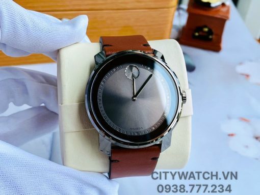 Đồng hồ Movado Bold Grey Dial Brown Leather Men's Watch 3600366, 42.5mm