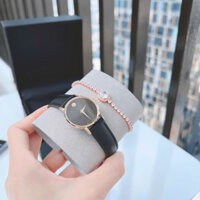 Đồng hồ Movado Museum 0607320 Watch For Women Máy pin Thuỵ Sỹ - Size 28mm - Mặt kính sapphire nguyên khối - Dây da đen chính hãng viền rose đẹp kinh điển - Chịu nước 30m