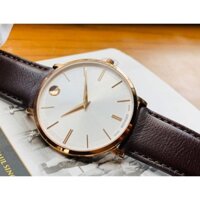 Đồng Hồ Movado Nam 0607089 Ultra Slim Silver Dial Brown Leather Strap Men’s Watch