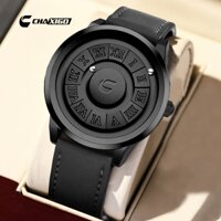Đồng hồ mù số La Mã sáng tạo CHAXIGO, công nghệ đen, bóng từ tính, đồng hồ nam, dây da, thép không gỉ, đồng hồ bóng từ tính, đồng hồ quartz chống nước 729