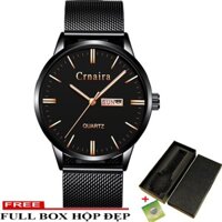 Đồng Hồ Nam 2 Lịch CRNAIRA JAPAN Doanh Nhân 2018 Dây Thép Mành Cao Cấp_Full Box