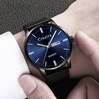 ĐỒng Hồ Nam 2 Lịch CRNAIRA JAPAN C099 Dây Thép Mành Cao Cấp + tặng pin