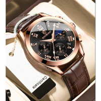 Đồng hồ nam Binbond dây da cao cấp, chạy full 6 kim MB9 , chống nước 3ATM, Có Lịch Ngày sang trọng