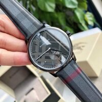 Đồng Hồ Nam Burberry BU10010 (10010) Mặt Tròn Siz 40mm  Máy Quartz (Pin) Thuỵ Sỹ Dây Da Đen Kẻ Bọc Vải Full Box