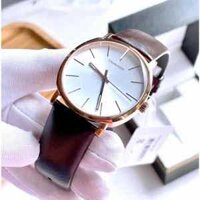 Đồng Hồ Nam Calvin Klein K8Q316G6 dây da nâu mặt vát viền vàng mặt trắng (size 40mm)