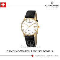Đồng hồ nam Candino PO102/A vỏ máy vàng 18k cao cấp, dây đeo da, chống nước 3ATM chính hãng Thụy Sỹ