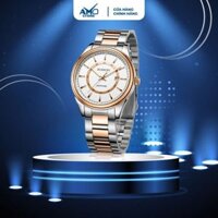 Đồng hồ nam cao cấp ROSSINI 6577T01A - dây thép không gỉ màu bạc vàng hồng - mặt tròn màu trắng size 41mm