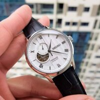 Đồng hồ nam cao cấp Seiko Presage Open Heart 2018 White Leather - SSA379J1