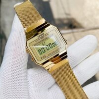 Đồng hồ nam casio A700 gold lưới
