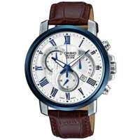 Đồng Hồ Nam Casio Beside BEM-520BUL-7A3VDF Dây Da Thật Màu Nâu - Viền Mặt Màu Xanh