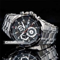 ĐỒNG HỒ NAM CASIO EDIFICE EF-539D-1AVUDF Dây kim loại mạ bạc - Mặt đen 6 kim Huyền bí