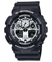 ĐỒNG HỒ NAM CASIO G-SHOCK GA-100BW-1ADR Dây nhựa - Viền Đồng Hồ Màu Đen Trắng Kim Trắng - Chống Nước 200 Mét